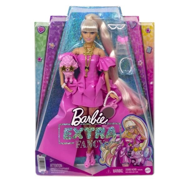 MATE-HHN12 BARBIE EXTRA FANCY PEMBE KOSTUMLU BEBEK 4