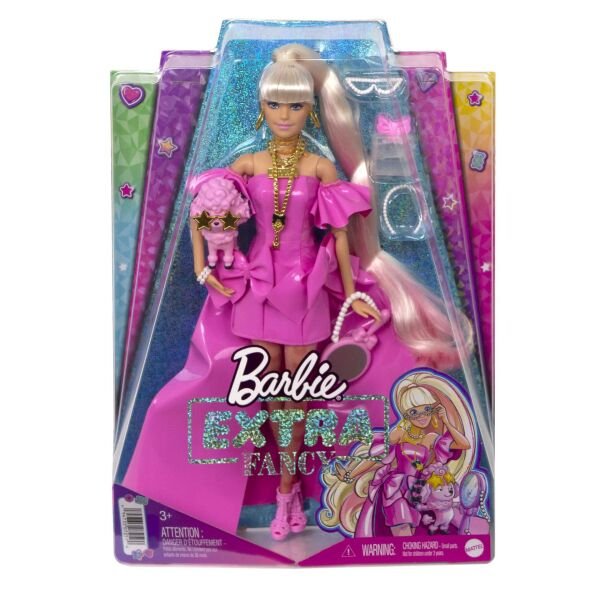 MATE-HHN12 BARBIE EXTRA FANCY PEMBE KOSTUMLU BEBEK 4