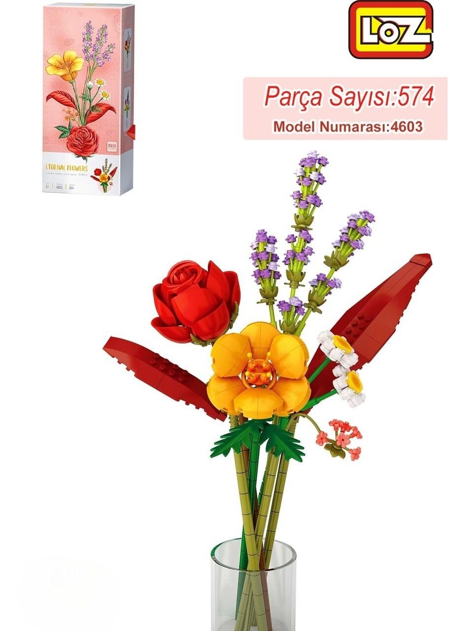 VGN-LZ4603 LOZ EBEDI CICEKLER KIRMIZI GUN BATIMI 574 PRC BLOCK 48