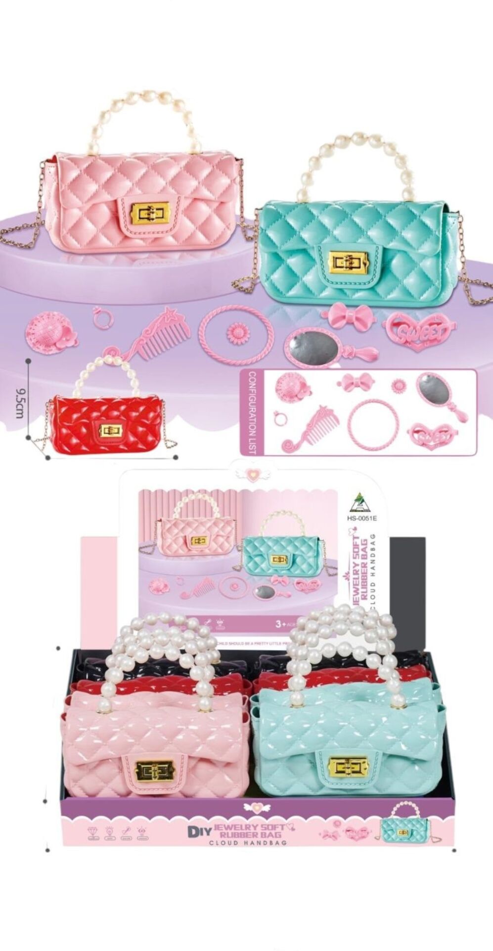 KZL-HS-0051E BUYUK INCILI COCUK CANTASI 8 LI BOX  48