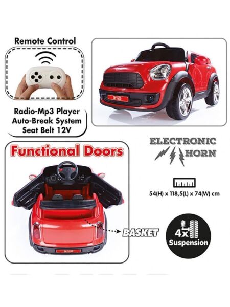 DOLU-8191 RIDE ON 12 V KUMANDALI AKULU ARABA KIRMIZI 1
