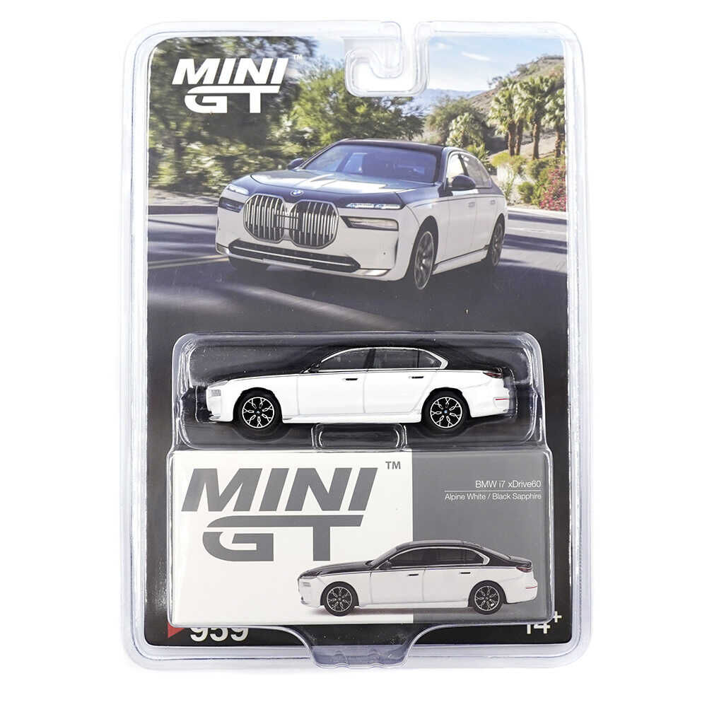 EKC-MGT00959-BL MINI GT 1/64 BMW I7 XDRIVE60 ALPINE WHITE / BL 24