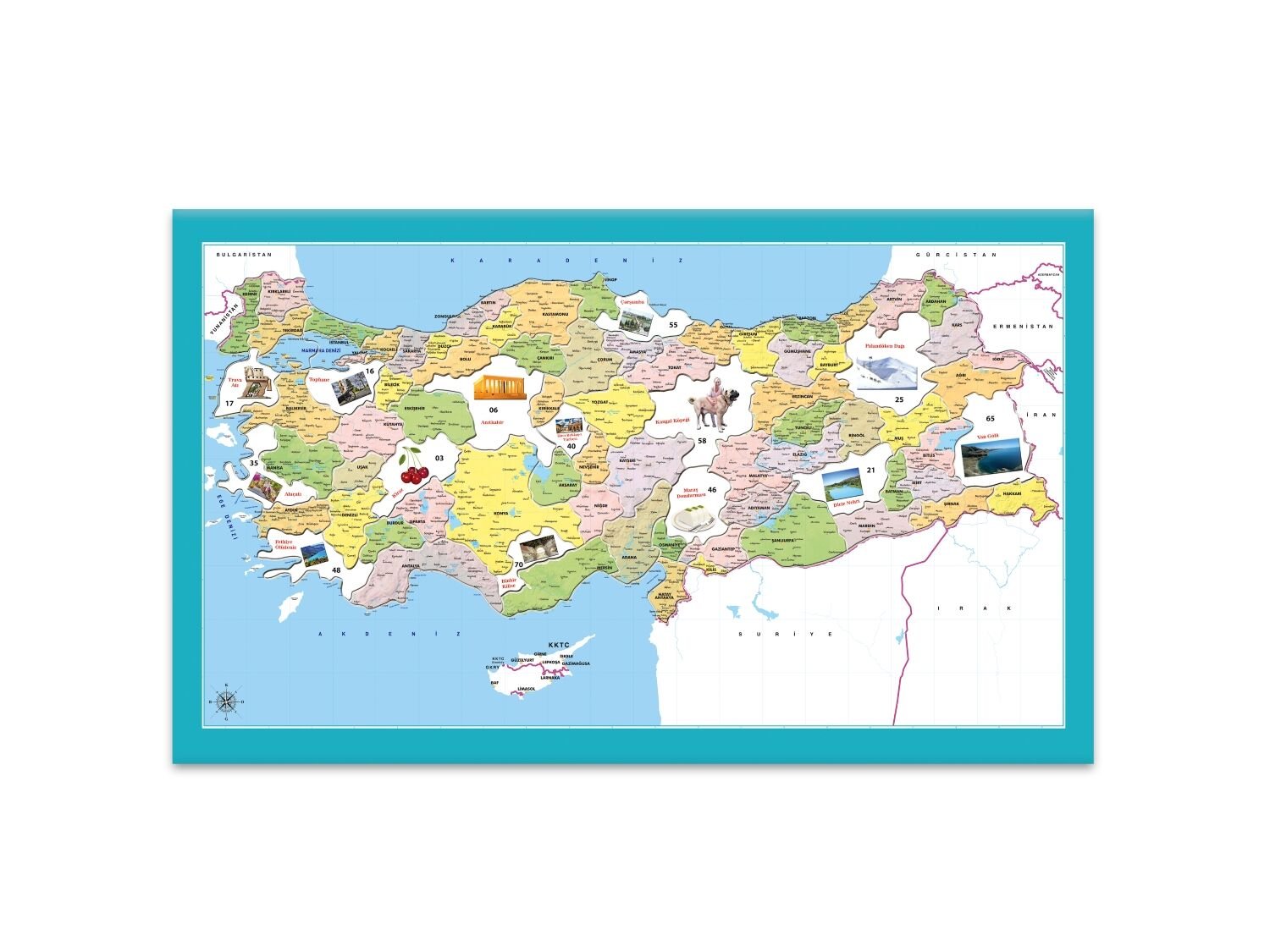 UTKU-LCSH001 SIYASI TURKIYE HARITA FRAME 100