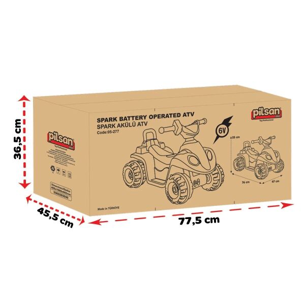 PLS-05-277-P SPARK ATV 6V AKULU ARABA METALIK PEMBE 1