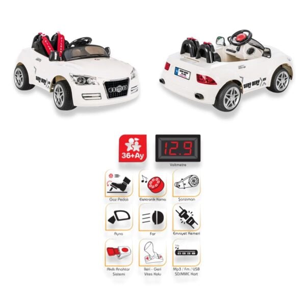 PLS-05-280 TERY BERY 12 V AKULU ARABA BEYAZ 1
