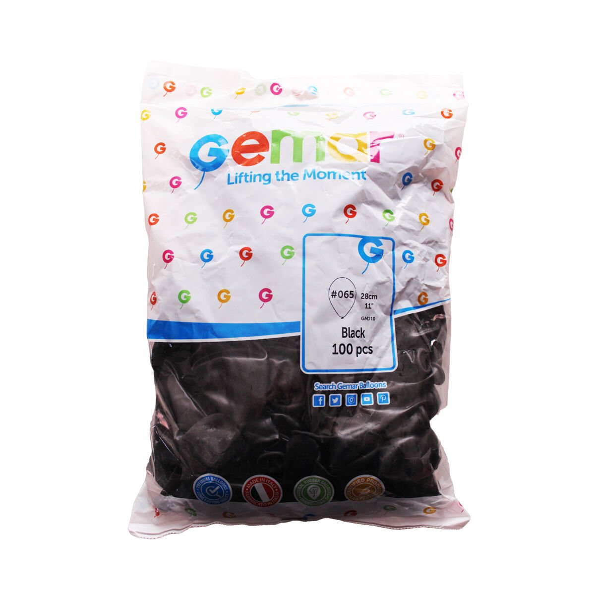 ERB-MET-SIYAH GM110-65 METALIK SIYAH BALON 100 LU 50